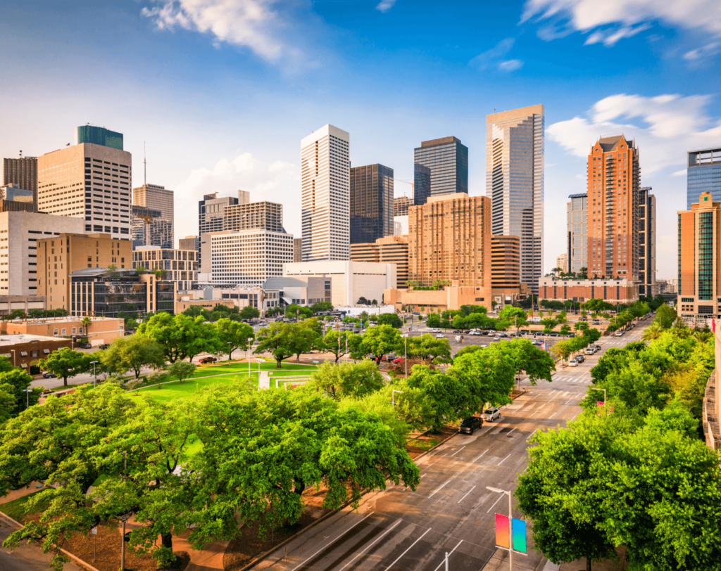 A view of Houston's skyline during the day