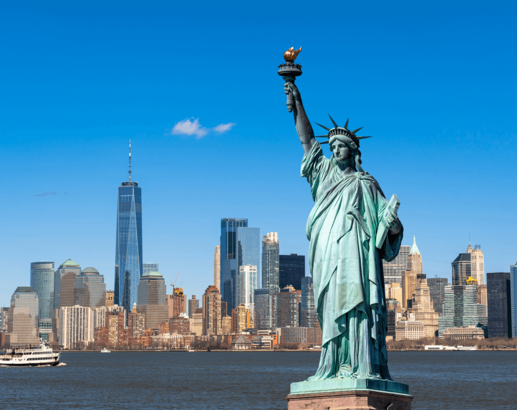 A view the Statue of Liberty in New York